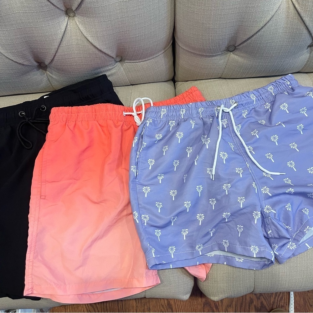 SHEIN Swim Trunk Mens Size Small Bundle of three Black, Pink and Lavender